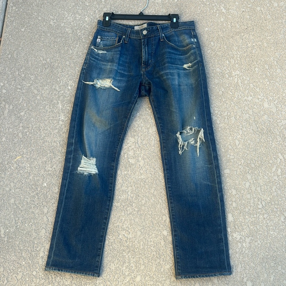 AG Men’s Jeans The Nomad Ripped Distressed Straight Leg Size 32